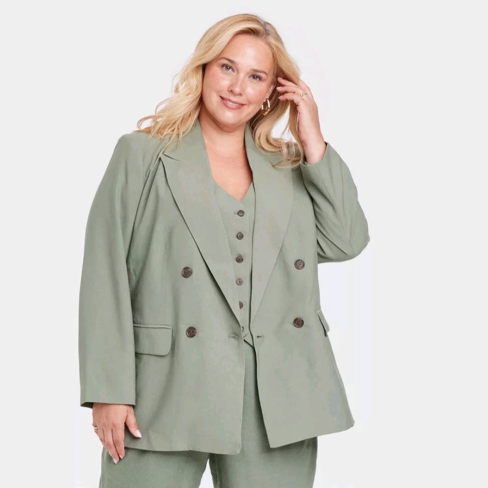 a new day Women's Green Blazer Suit Jacket
